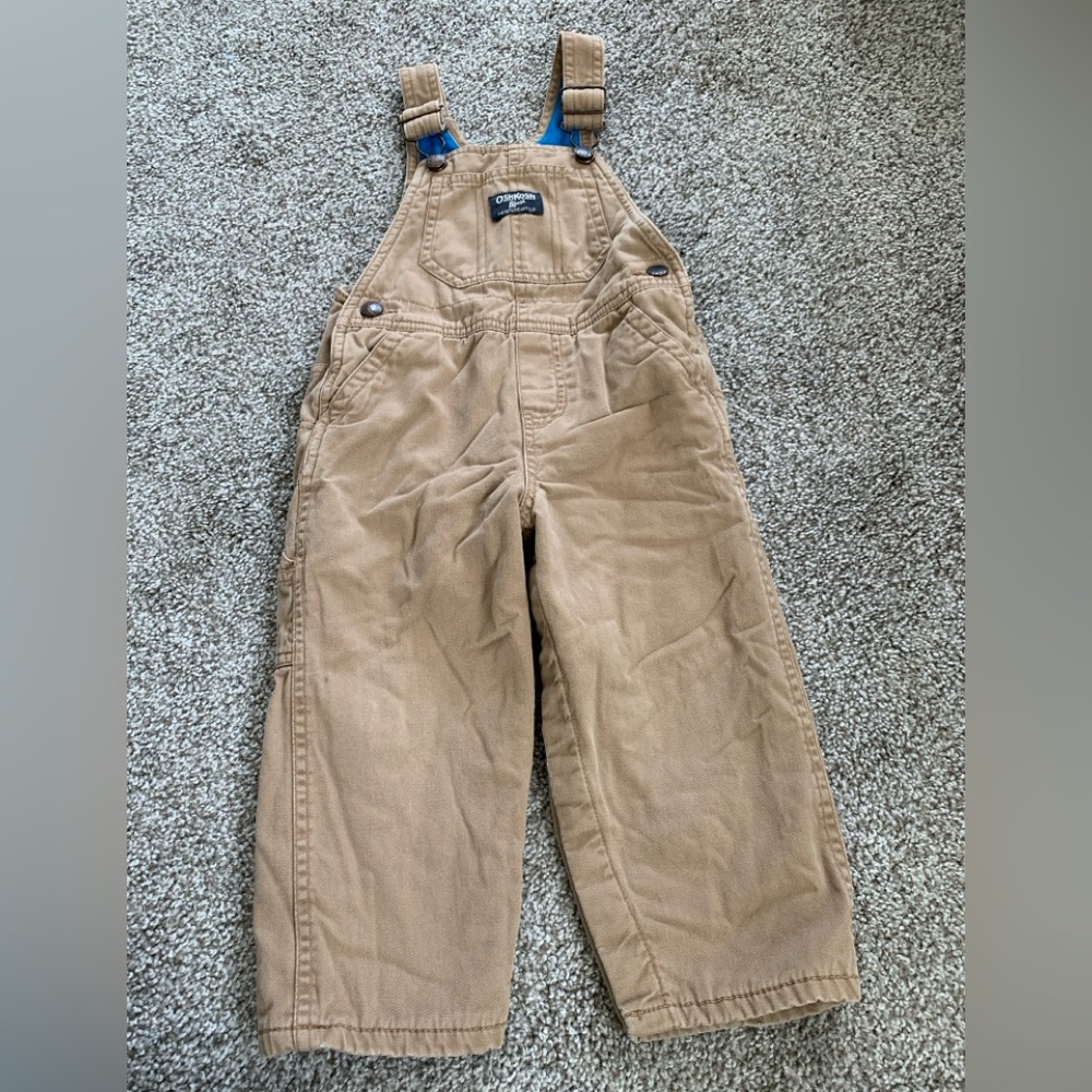 OshKosh B'gosh Kids Vestback Fleece Lined Snap Tan Overalls